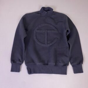 Telfar Sweatshirt Embossed Logo Mock Neck Black Mens XS Long Sleeve Cotton EUC
